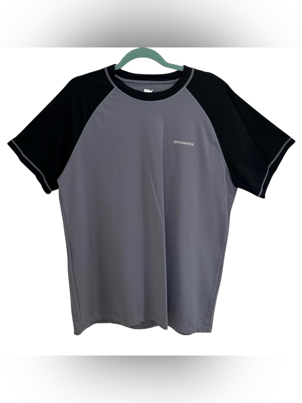 DPOWIEN Men’s XL Gray & Black Short Sleeve Swim Rash Guard Quick Dry Shirt